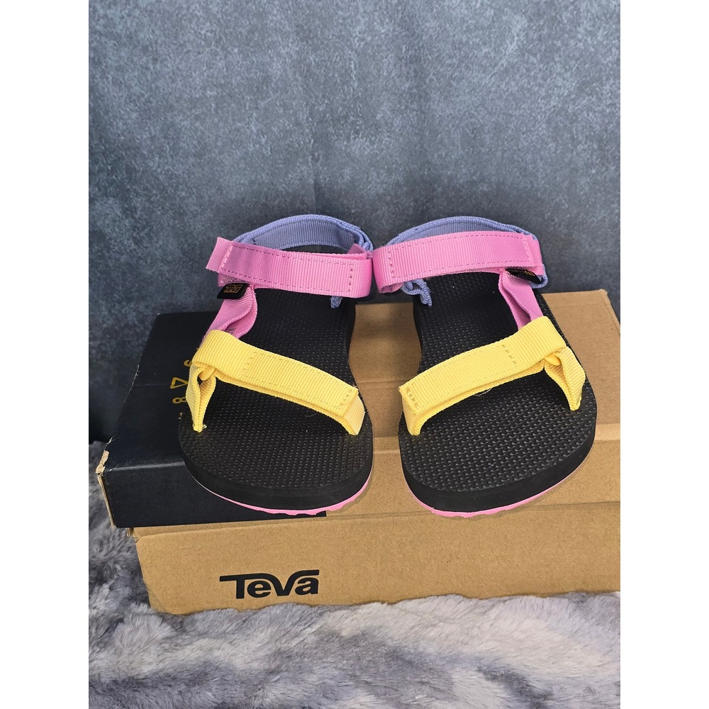 NWB Teva Original Universal Sandals Multi Colorblock Hook and Loop Kids Size 2 - Picture 2 of 8
